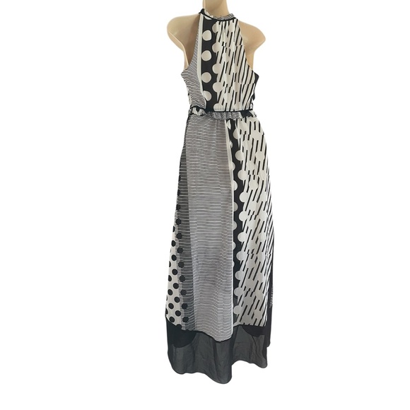 Maeve Anthropologie Hi-Low Maxi Dress Sleeveless Ruffle Lined Black Size 2 - Picture 3 of 15